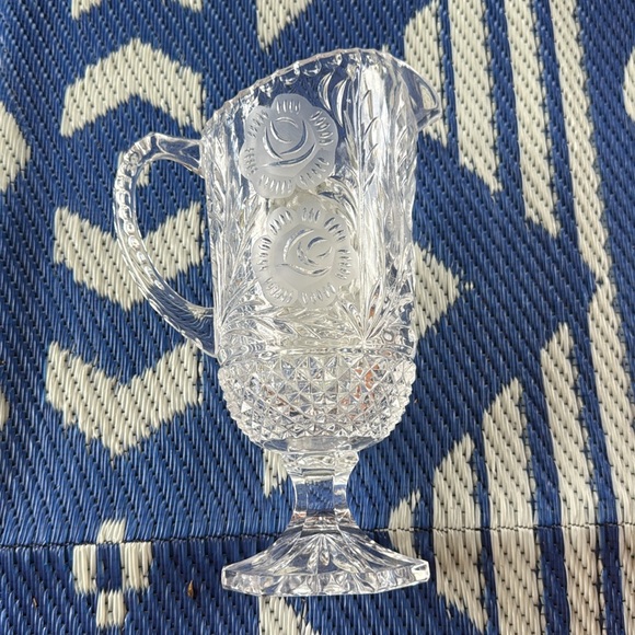 Vintage Bleikristall Lead Crystal Pitcher Frosted Roses Footed 11” Pitcher - Picture 1 of 6
